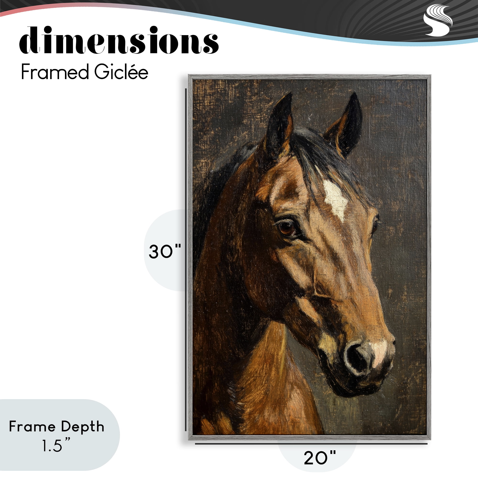 Stupell Industries Horse Portrait Study Gray Framed Giclee Art, design by Petal Prints Design