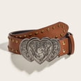 thumbnail image 2 of KelaJuan Western Belts for Women Vintage Faux Leather Studded Belts Heart Buckle Belts for Jeans Pants Skirts, 2 of 5