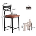 thumbnail image 4 of Sillas de barra modernas con respaldo, taburetes altos con respaldo tapizados en cuerina, estructura metálica resistente y reposapiés cómodo, ideales para cocina, isla, comedor o cafetería, 4 of 6