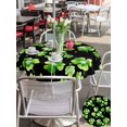 thumbnail image 4 of Outdoor Tablecloth with Umbrella Hole and Zipper, St. Patrick's Day Round Table Cloth 54 Inch Waterproof Tablecloth, Watercolor Green Shamrock Polka Dots Black Picnic Table Cover for Patio Camping, 4 of 7
