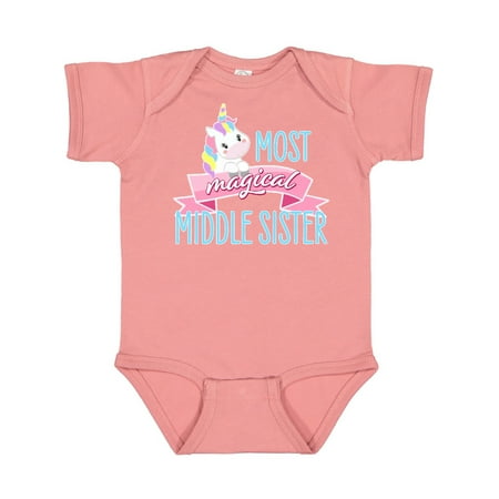 

Inktastic Most Magical Middle Sister- cute unicorn Gift Baby Girl Bodysuit