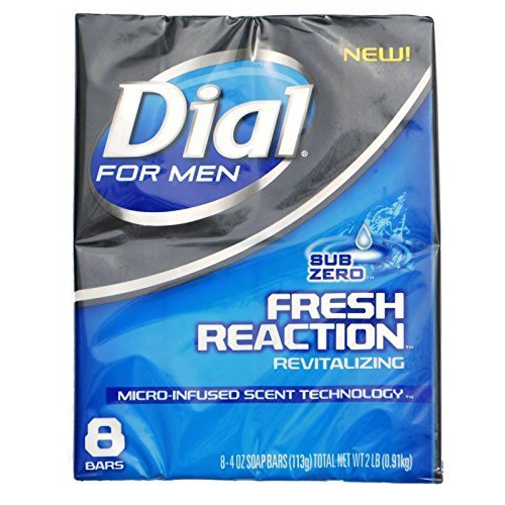 Dial for Men Fresh Reaction, Sub Zero Glycerin Bar Soap, 4 Oz Bars, 8