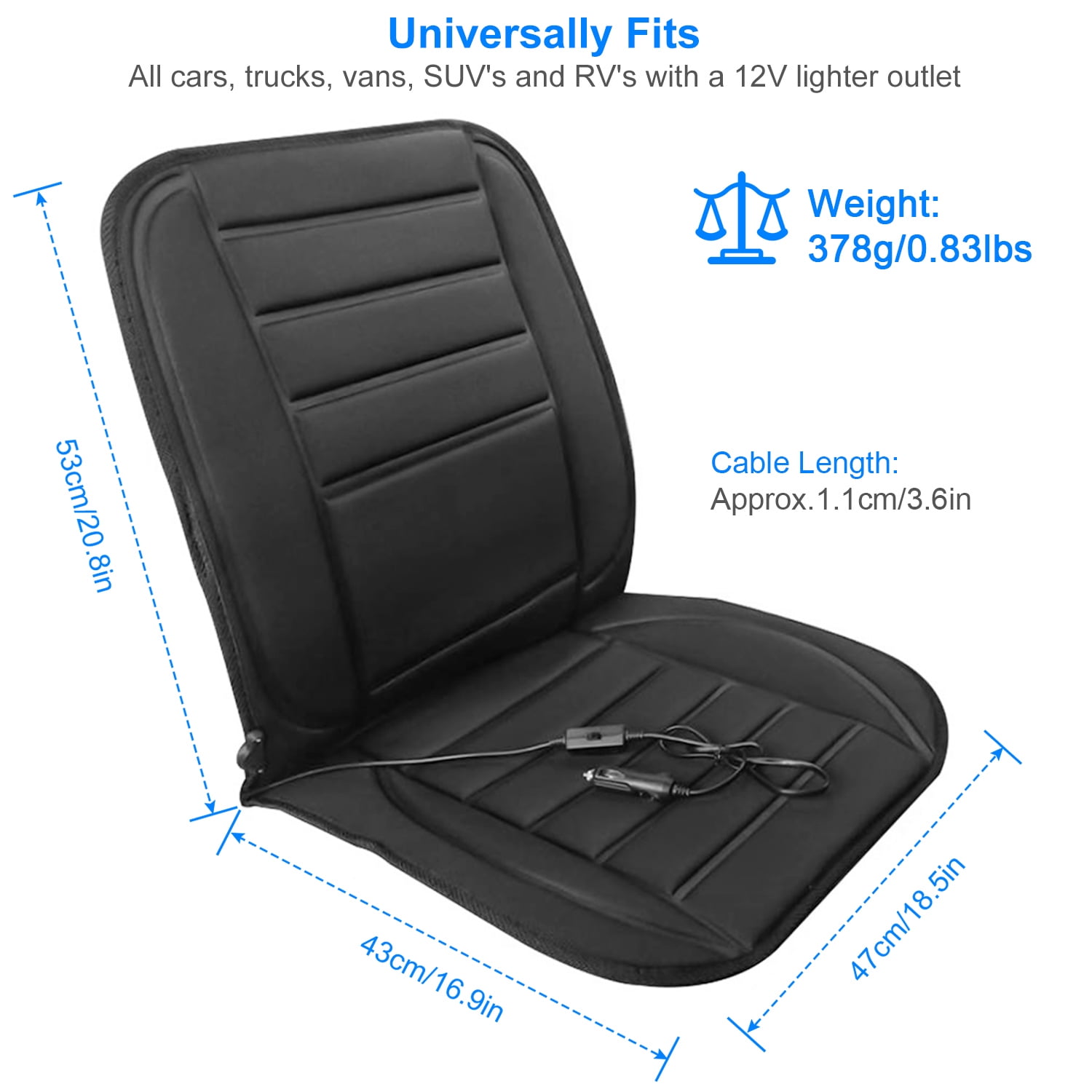 Protoiya Heated Seat Cover 12V/24V Car Heating Seat with 3 Heat Setting and  Timing Fast Heating Car Travel Seat Cushion Non-Slip Car Seat Warmer for