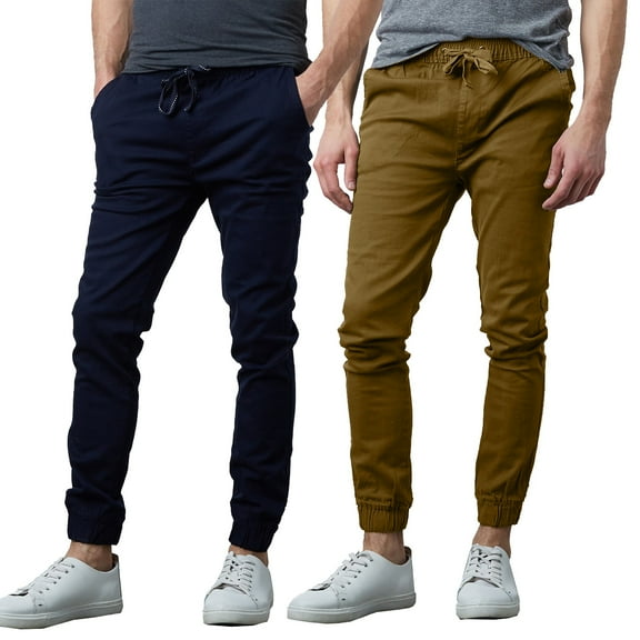 2-Pack Mens Slim-Fit Cotton Twill Jogger Pants (S-2XL)