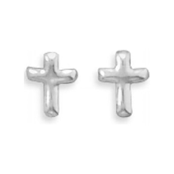 Extra Small Polished Cross Sterling Silver Post Stud Earrings