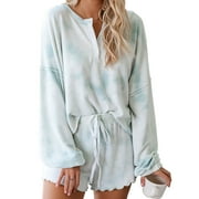 Home Shorts Sleepwear Long Sleeve Tops Loungewear Women Pajamas Set Casual Night