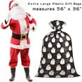 thumbnail image 3 of Loveinside Jumbo Large Plastic Gift Bag, Christmas Design Plastic Bag with Tag and Tie for Holiday - 56" x 36", 1 Pcs - Black Santa, 3 of 5