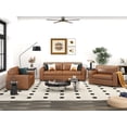 thumbnail image 2 of Roundhill Furniture Sakan Leather Upholstered 3-Piece Living Room Set, Sofa and 2 Cutler Chairs, Caramel, 2 of 13