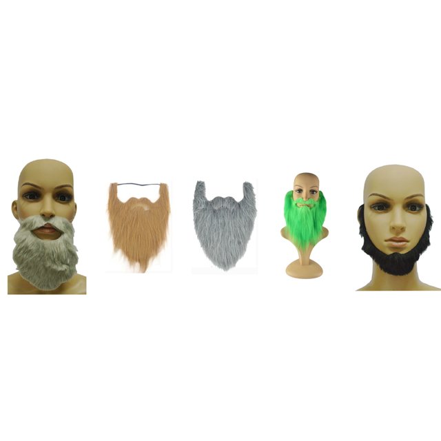 5 piezas de barbas postizas, bigotes, barbas de Halloween para adultos y niños
