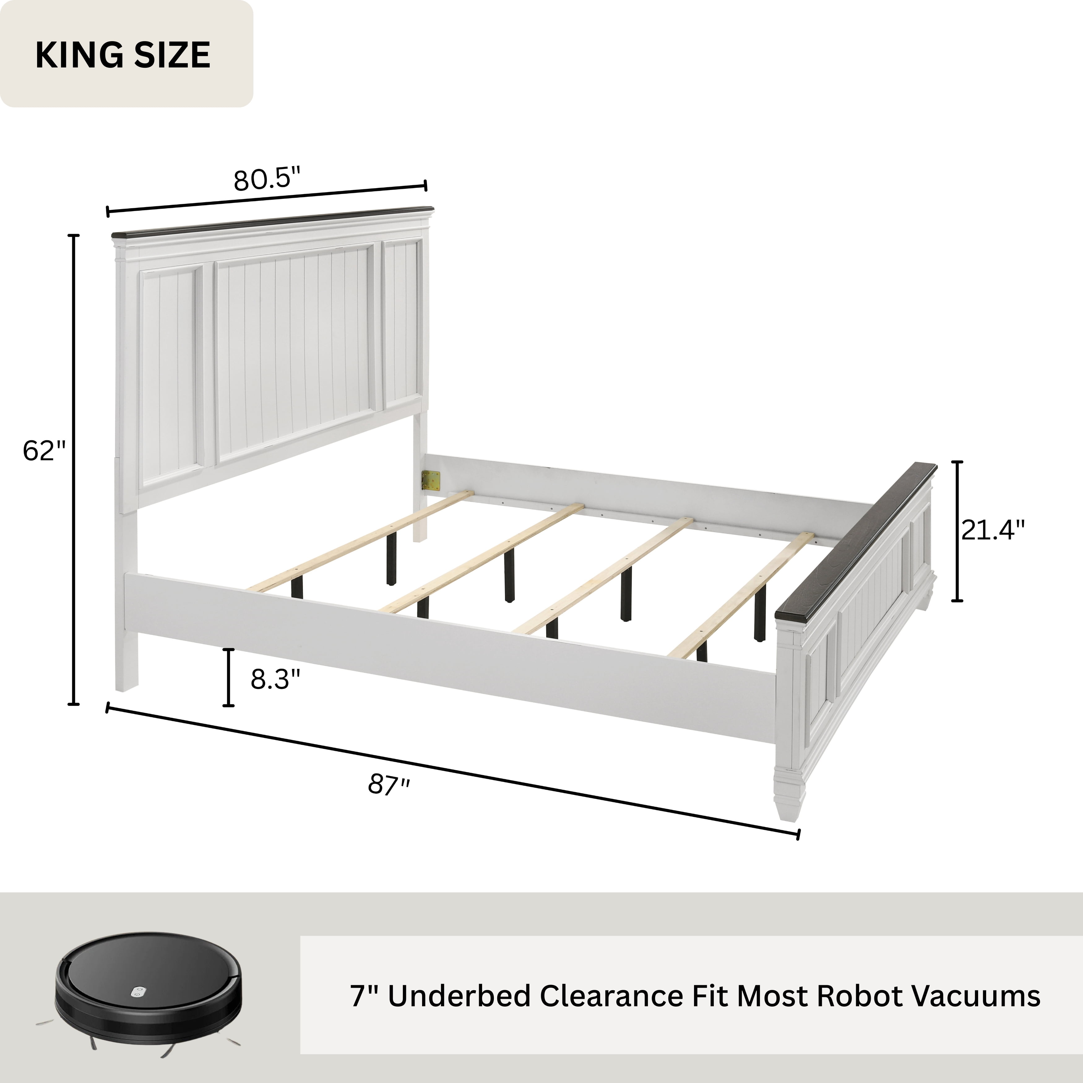 Roundhill Furniture Clelane 3-Piece Wood Bedroom Set, King Bed and