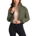 thumbnail image 1 of Chaqueta bomber de invierno para mujer INSPIRE CHIC, abrigo holgado acolchado, cortado, talla XL, verde, 1 of 6