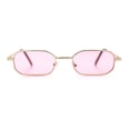 thumbnail image 3 of Timless Iconic Hipster Metal Rim Narrow Rectangle Snug Hustler Sunglasses Gold - Pink, 3 of 8