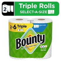 Bounty Paper Towels Select-A-Size White, 2 Triple Rolls, 123 Sheets Per Roll