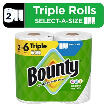 Bounty Paper Towels Select-A-Size White, 2 Triple Rolls, 123 Sheets Per Roll