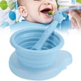 thumbnail image 1 of Cuenco De Comida De Silicona Cuenco De Comida Infantil Vajilla De Bebé Hogar Portátil Infantil Bebé Cuchara De Cuenco De Comida Plegable De Silicona Kit Vajilla De Bebé Azul ANGGREK Azul, 1 of 8
