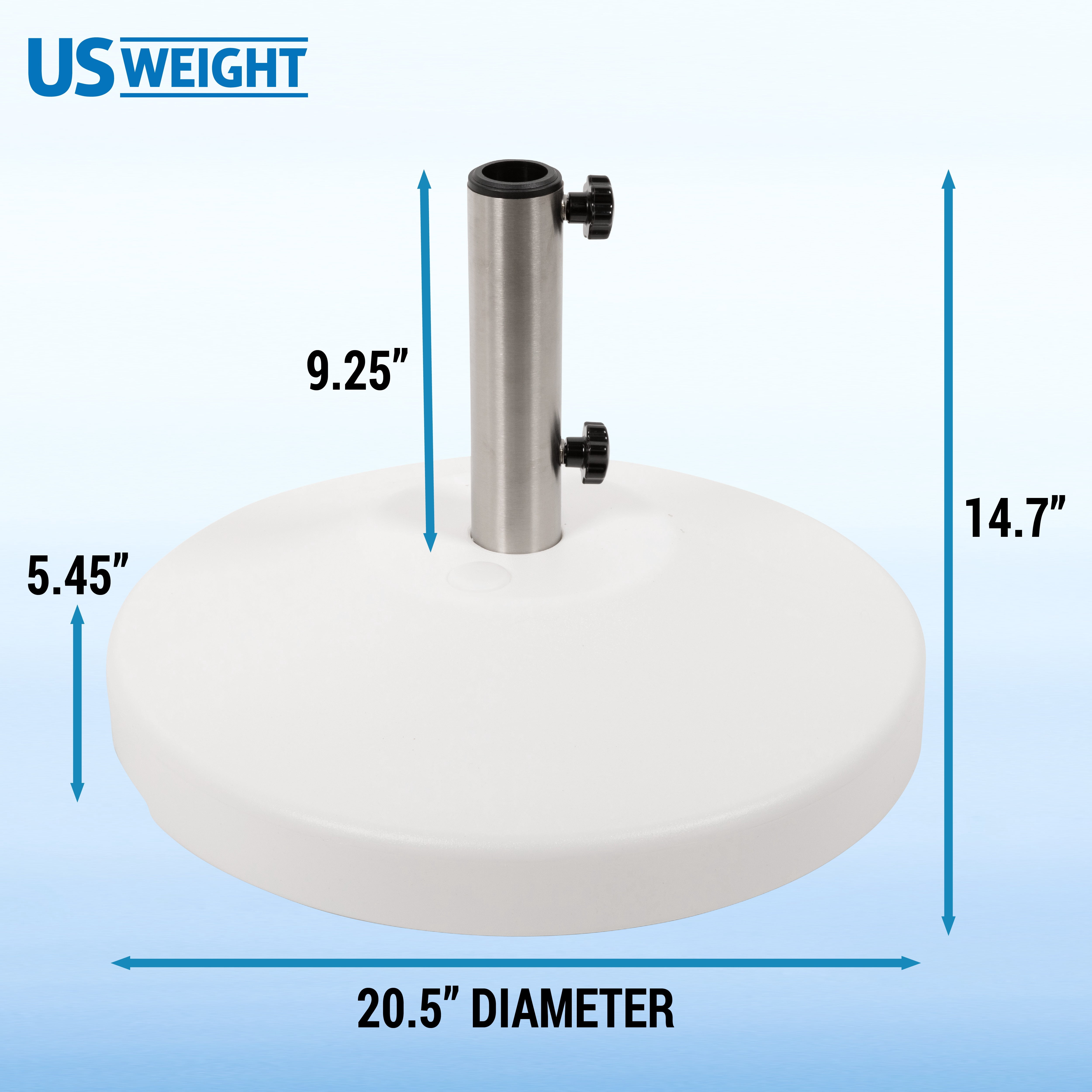 US Weight Free-Standing Fillable Umbrella Base - Rolling Base for Patio Umbrella Stand – White