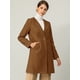 thumbnail image 2 of Abrigo Largo De Invierno De Negocios Minimalista Sin Cuello De Longitud Media Para Mujer Marrón S, 2 of 6