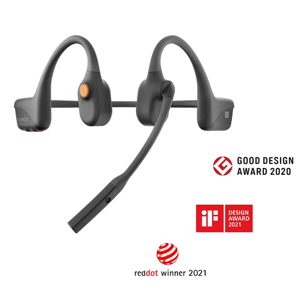 AfterShokz OpenComm Stereo Wireless Headset with Noise-Canceling Boom Microphone 