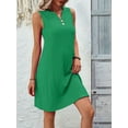 thumbnail image 3 of Women Summer Dresses for Island Vacation Sleeveless V Neck Tunic Dress Casual Beach Sundress Green S, 3 of 8