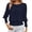 Bleu Foncé, variante sur T-shirt Décontracté Coupe Ample Couleur Unie Col Rond Manches Haut Confortable Basique Quotidien