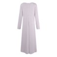thumbnail image 5 of Women's Plus Size Casual Fashion Solid Color Round Neck Long Sleeve Pocket Tie-Waist Swing Dress - Light Purple XXXL, 5 of 6