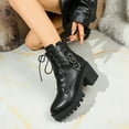 thumbnail image 4 of Black Women Fashionable Boots Round Toe Front Lace Up Side Zipper Chunky Heel For Daily Activities And Comfort, 4 of 9