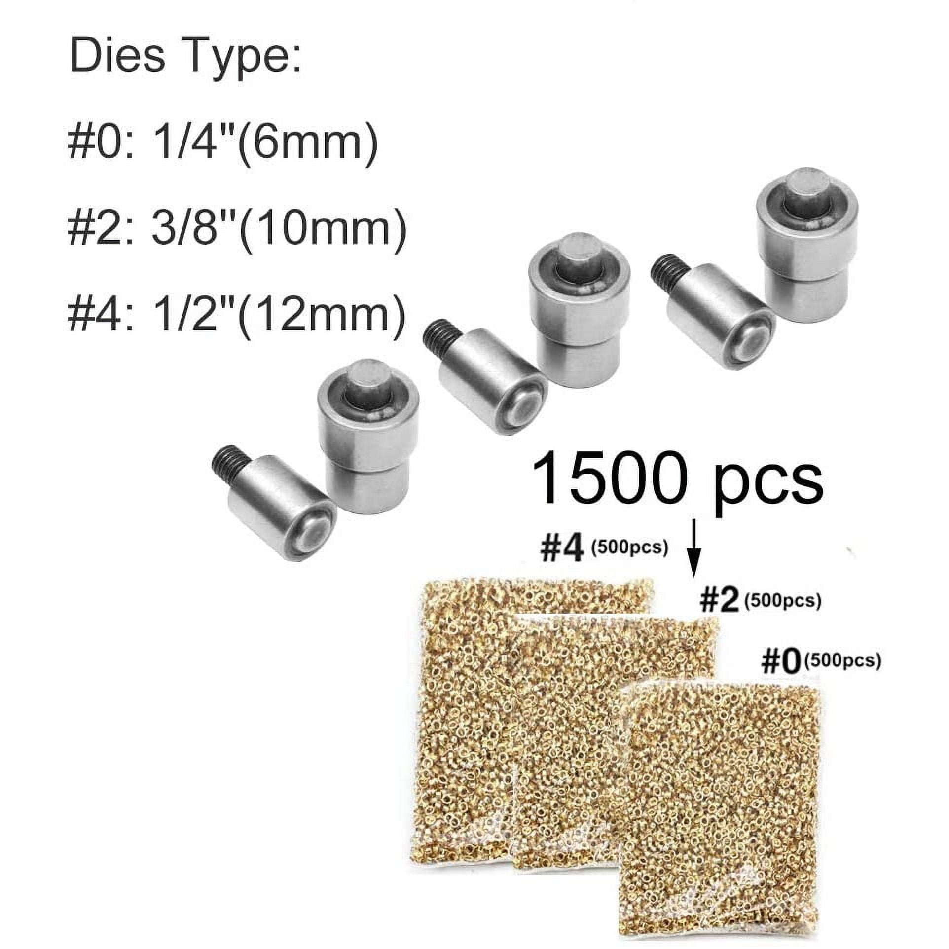 500 Grommet Kit #4 1/2 Inside Diameter Punch Setting Tool Metal Eyelets  +Washer