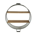 thumbnail image 2 of Benzara BM188524 Iron Wire Round Wall Shelf with Two Fir Wood Shelves & Two Handles, Black & Brown - 25 x 6 x 22 in., 2 of 2
