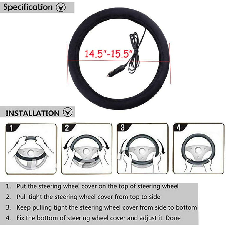 Universal 12V Heated Steering Wheel kit heated steering wheel covers for  cars 60X9cm 4 styles Switch 3 Shift Square 6 Gear Round