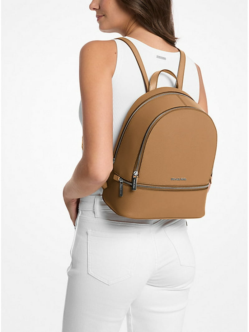 MICHAEL KORS Rhea Medium Pebbled Leather Backpack-Peanut