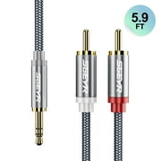 3.5 to 2RCA Cable 5.9ft SGEYR Y Splitter Male Stereo Audio Adapter Coaxial Headphone Jack Auxiliary Cord