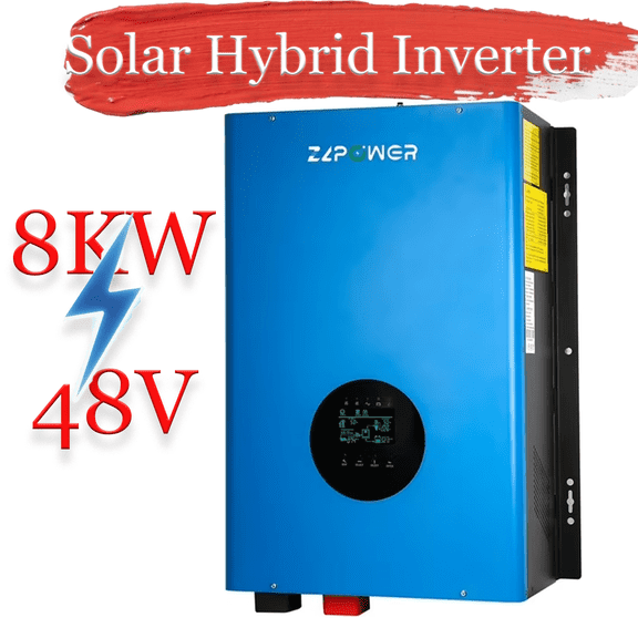 ZLPOWER 8000W 48V Hybrid Solar Inverter, 24000W Peak, 120/240V Split Phase Pure Sine Wave, UL1741 Certified, Dual MPPT Solar Charger, Low Frequency Off-Grid Inverter for Home & Business