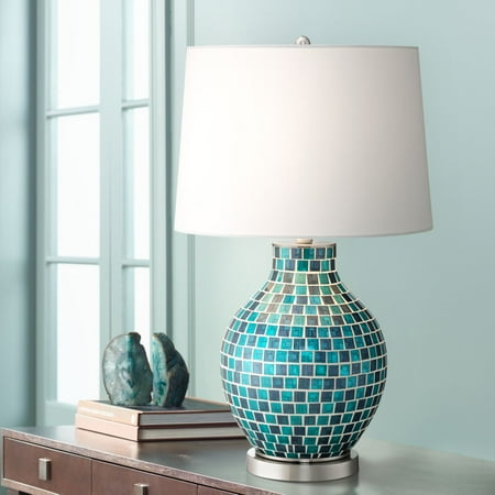 360 Lighting Teal Blue Glass Mosaic Jar Table Lamp Com 360 Lighting Teal Blue Glass Mosaic Jar Table Lamp