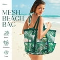 thumbnail image 5 of Livhil Mesh Beach Bag Rope Handles, Mesh Tote Bag for Women Contains Wicker Oversized Beach Tote Bag with 9 Small Pockets  (Green), 5 of 7