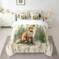 thumbnail image 2 of Manfei Cute Fox Twin Bedding Sets 7pcs for Children, Cartoon Woodland Animal Bedding Comforter Set, Green Pine Tree Sheet Sets, Lightweight Room Decor, 2 of 8