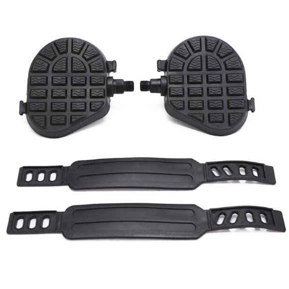 1 Pair Exercise Bike Pedals With Rubber Straps For Spin Bicycle And Indoor Stationary Bike Fitness Bike Pedal Accessories