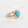 thumbnail image 2 of Pear Turquoise Wedding Ring, Diamond Crown Stackable Ring, Two Ring Set Halo Ring, 925 Starling Silver Ring, Minimalist Bridal Ring., 2 of 4