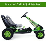 Costway Go Kart 4 Wheel Pedal Powered Kids Ride On Toy w/ Adjustable Seat Green