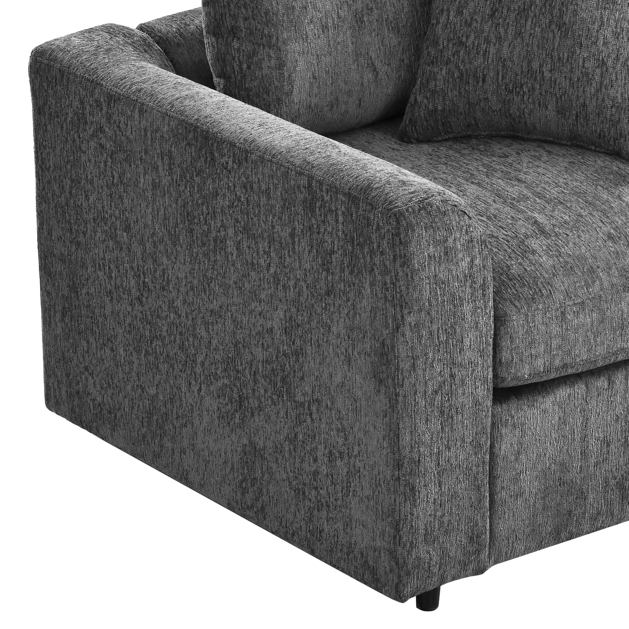 Leumius 72.8" Loveseat Sofa,Chenille Deep Seat Upholstered 2-Seater Sofa Couch with Solid Wood Frame & Accent Pillow for Living Room,Apartment,Bedroom,Grey