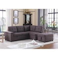 Bowery Hill Brown Linen Fabric Sleeper Sectional Sofa with Storage ...