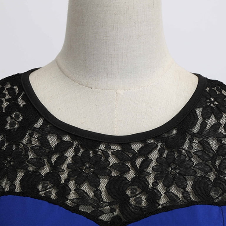 chinese dress ladies 1950s Lace Patchwork Swing Dress  FashionLoveHunter