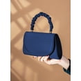 thumbnail image 3 of Women's Ruched Top Handle Handbag Navy Blue Shoulder Bag Elegant Satchel Purse for Party Evening Events, 3 of 7