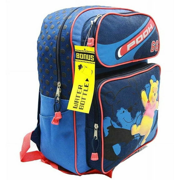 Disney by Winnie the Pooh Unisex Large Backpack with Water Bottle, Blue