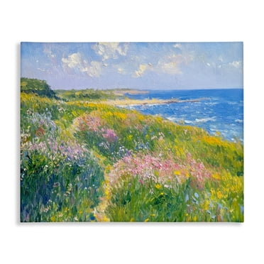 Stupell Industries Impressionist Smudged Coast Canvas Wall Art design by Petal Prints Design, 16 x 20