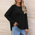 thumbnail image 2 of Enjoytime Tops for Women Solid Color Crew Neck Long Sleeve Shirt Travel Business Casual Blouses Fall Winter Fashion Work Clothes Black XXL, 2 of 4