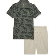 Kids Headquarters Boys 4-7 Dinosaur Polo Shirt and Short Set Green 6