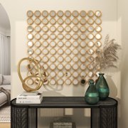 DecMode 40 x 40 Gold Geometric Wall Mirror with Grid Pattern