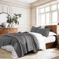 thumbnail image 1 of Horimote Home Juego De Colcha 100% Algodón Tamaño Queen Gris Oscuro Prelavado Juego De Colcha De 3 Piezas Acogedora Y Ligera Costura Funda De Cama Con 2 Fundas En Patrón Geométrico Para Todas Las Esta, 1 of 4