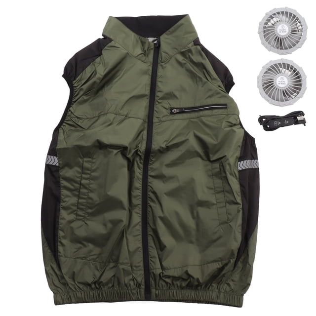 Chaleco con aire acondicionado, resistente a los rayos UV, transpirable, agradable para la piel, para senderismo y trabajo, talla XXXL, color verde