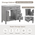 thumbnail image 6 of 36" Bathroom Vanity with Sink Combo Set, Modern Storage Cabinet with Double Doors & 3 Drawers, Freestanding Rectangular Vanity with Solid Frame, Grey, 6 of 9